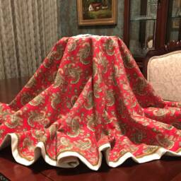 Handmade 54.5 Inch Red Paisley Christmas Tree Skirt-Made in Usa - thumbnail 2