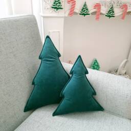 Christmas Tree Pillow Velvet Decoration Throw Pillow, Shape Sofa Cushion, Decorative
