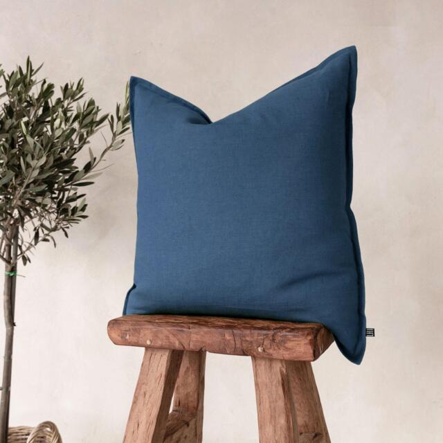 Indigo Linen Throw Pillow Cover, Blue Covers, Couch Cushions, Home Decor - image 1