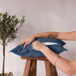Indigo Linen Throw Pillow Cover, Blue Covers, Couch Cushions, Home Decor - thumbnail 3