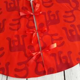 Bright Red Rudolph Tree Skirt, Dear Christmas Skirt - thumbnail 3