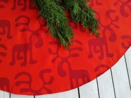Bright Red Rudolph Tree Skirt, Dear Christmas Skirt