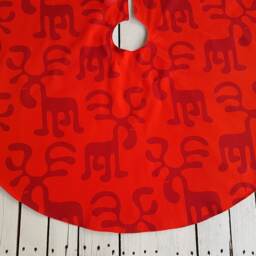 Bright Red Rudolph Tree Skirt, Dear Christmas Skirt - thumbnail 2