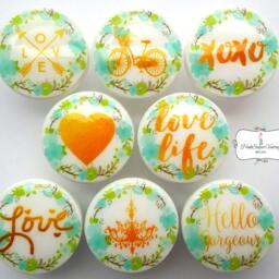 Drawer Knobs Gold Foil Blue Green Wreath Paris Vintage Floral Pulls Room France Shabby Chic Cottage Modern French - thumbnail 2