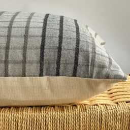 Vintage Hmong Hemp Pillow Cover Black Striped Lumbar, Bohemian Decor - thumbnail 4