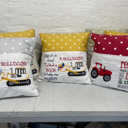 Book Cushion-Children's Reading Pillow~Personalised Cushion With Pocket-Cute Bulldozer Reading Pillow~Book Lovers Gift~Travel Pillow - thumbnail 3