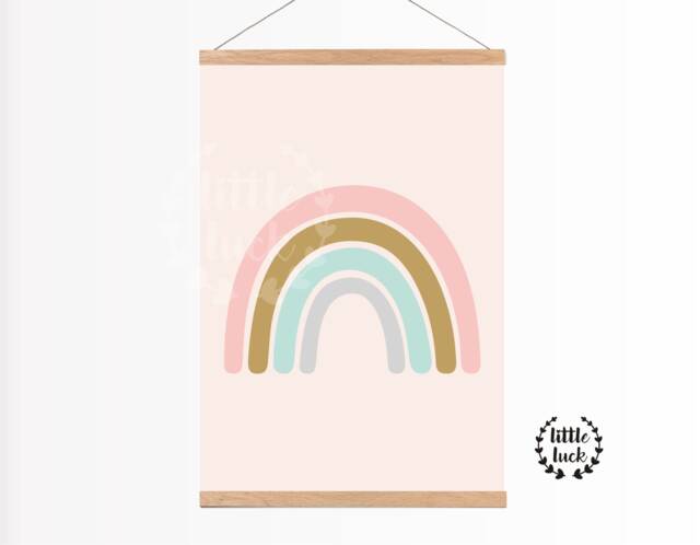 Rainbow Nursery - Poster A4 Pastel Girls Boys Baby