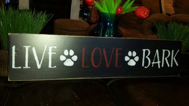Live Love Bark Wood Sign Distressed Wall Hanging Rustic Pet Lover Decor Dog Gift Print Puppy Paw Farmhouse - image 1