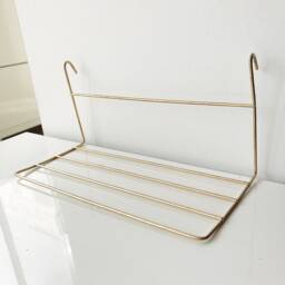 Wire Wall Grid + Shelf, Free Clips, Gold Memo Board, Copper Notice Rose Gold Metal Grid, Bulletin Office Wall Decor - thumbnail 3