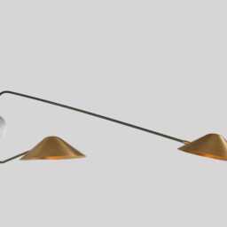 1950S Mid-Century Modern Brass Wall Sconce - Italian Style 2-Light Fixture - thumbnail 3