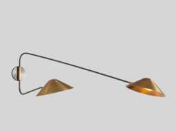 1950S Mid-Century Modern Brass Wall Sconce - Italian Style 2-Light Fixture - thumbnail 1