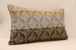 Vintage Kilim Pillow Cover 12x20 Boho Throw Cushion - thumbnail 1