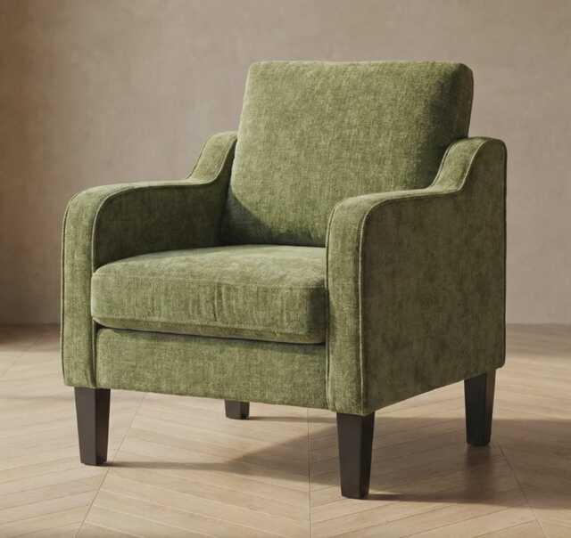 Olive Green Armchair Living Room Comfortable Lounge Chair With Arms - image 1