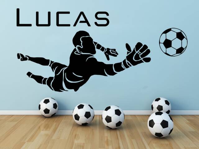 Personalised Goal Keeper Football - Vinyl Transfer Wall Sticker Kids Bedroom - image 1