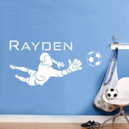 Personalised Goal Keeper Football - Vinyl Transfer Wall Sticker Kids Bedroom - thumbnail 2