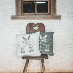 40x40 cm Pillow Cushion, Natural Wool New Zealand 100%, Double-Sided Cover, Moose, Anti-Allergic - thumbnail 2