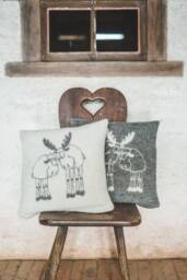 40x40 cm Pillow Cushion, Natural Wool New Zealand 100%, Double-Sided Cover, Moose, Anti-Allergic - thumbnail 1