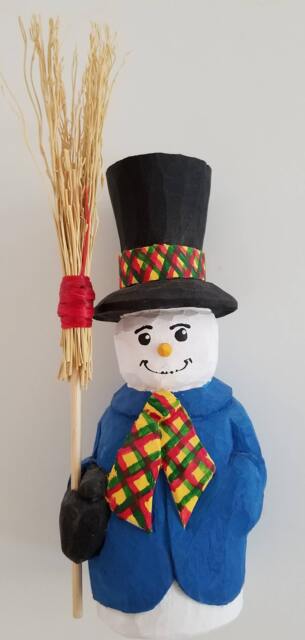 Carved Blue Snowman - image 1