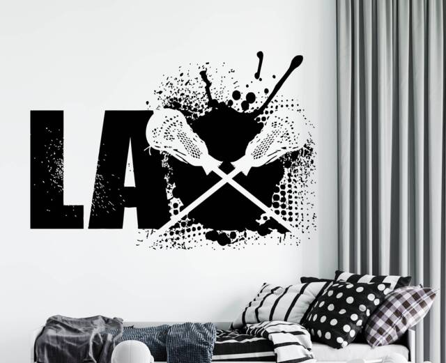 Custom Lacrosse Player Name Wall Decal Sticks Sticker 1032 - image 1