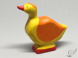 Toy Duck Wooden Colourful Yellow Orange Size 6, 5 X 7, 0 2, 0 cm - B H S Ca. 20, 0 Gr - thumbnail 1