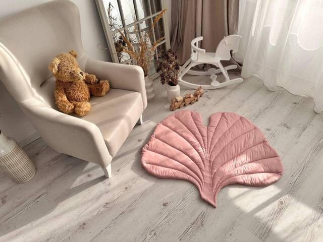 Leaf Baby Play Mat Organic Cotton Floor Cushion, Nursery Decor - image 1