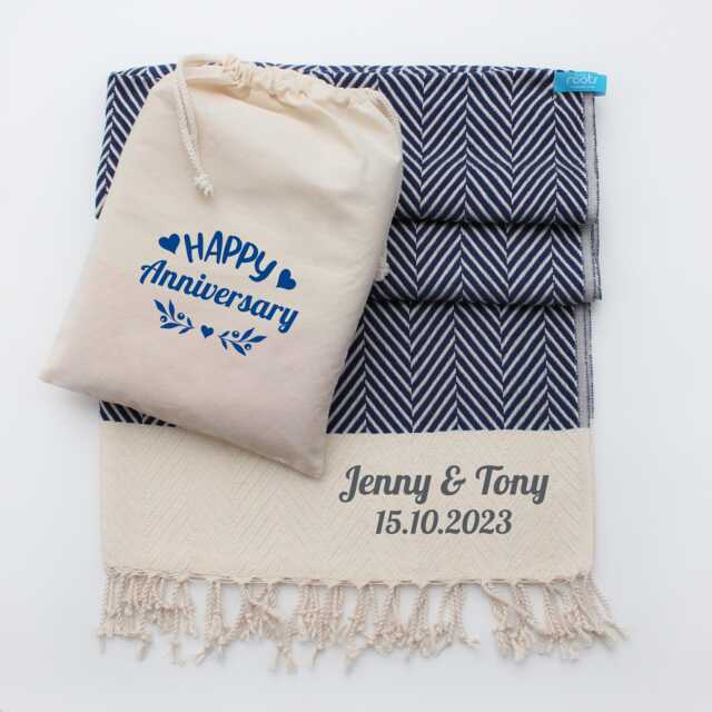 Luxury Cotton Throw Blanket - Baptism Gift Retirement 2nd Anniversary Personalised Birthday Gift Set For Couple - image 1