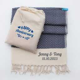 Luxury Cotton Throw Blanket - Baptism Gift Retirement 2nd Anniversary Personalised Birthday Gift Set For Couple