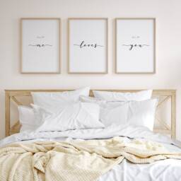 All Of Me Loves You Prints - Set Of 3 - Romantic Master Bedroom Wall Art Minimalist Typography Decor Unframed - thumbnail 4