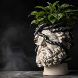 Aristotle Bust Planter - Cast Stone Classical Head Pot, Biomechanical Decor - thumbnail 2