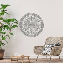Mandala Wall Decal Bedroom, Mehndi Decor Yoga Studio, Bohemian Sticker, Gold Living Room S18 - thumbnail 3
