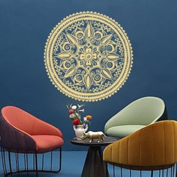 Mandala Wall Decal Bedroom, Mehndi Decor Yoga Studio, Bohemian Sticker, Gold Living Room S18 - thumbnail 2