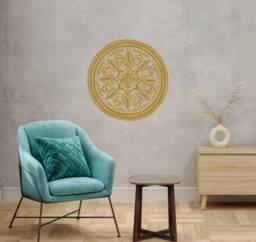Mandala Wall Decal Bedroom, Mehndi Decor Yoga Studio, Bohemian Sticker, Gold Living Room S18 - thumbnail 1