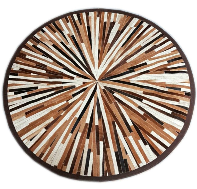 Cowhide Round Patchwork Rug. 6'3 - image 1