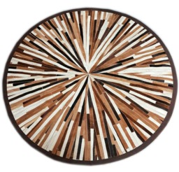 Cowhide Round Patchwork Rug. 6'3 - thumbnail 1