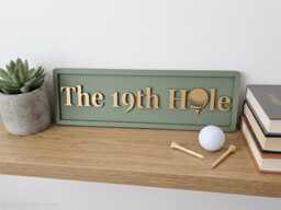 19Th Hole Golf Sign - Olive Green Gold Minimalist Wall Art Home Bar Decor - thumbnail 1