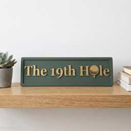 19Th Hole Golf Sign - Olive Green Gold Minimalist Wall Art Home Bar Decor - thumbnail 3