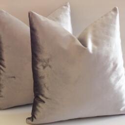 Set Of 2 Solid Silver Velvet Pillow Covers Decorative Throw Pillows - thumbnail 3