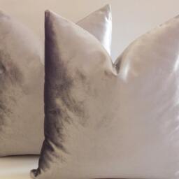 Set Of 2 Solid Silver Velvet Pillow Covers Decorative Throw Pillows - thumbnail 2