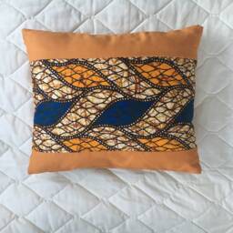 Yellow & Blue Decorative African Throw Pillow - thumbnail 1