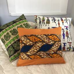 Yellow & Blue Decorative African Throw Pillow - thumbnail 3