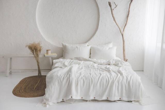 Soft Washed Linen Duvet Cover, King, Queen, Twin Options, Natural Comforter Handcrafted White Bedding, Bedroom Gift - image 1