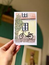 Denmark Travel Print - Odense 5x7 Postcards, Print, Scandinavian Bike, European Art Carte Postal - thumbnail 1