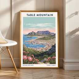 Cape Town Table Mountain Vintage Travel Poster South Africa Art Print - thumbnail 1