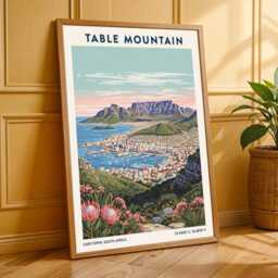 Cape Town Table Mountain Vintage Travel Poster South Africa Art Print - thumbnail 3