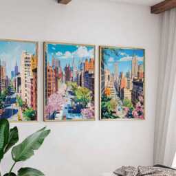 Set Of 3 New York City Posters, Usa Travel Prints, Nyc Skyline Wall Art Sets, Manhattan Poster Decor - thumbnail 3