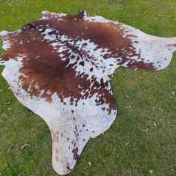 Brown & White Large Cowhide Rugs Tricolor Genuine Skins For Western Home Decor Brindle Hair On Area Luxury Cowhides - thumbnail 2