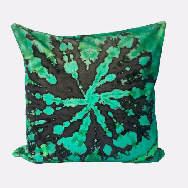 Tie Dye Circle Velvet Cushion - Jade - image 1