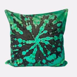 Tie Dye Circle Velvet Cushion - Jade