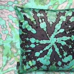Tie Dye Circle Velvet Cushion - Jade - thumbnail 2