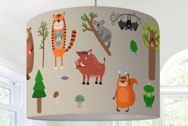 Children Lamp Lampshade Animal Forest Cream - image 1